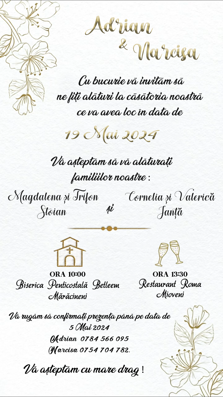 Invitatie digitala simpla narcisa