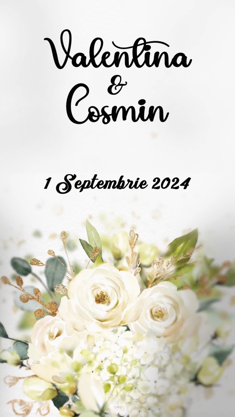 invitatie digitala flori albe