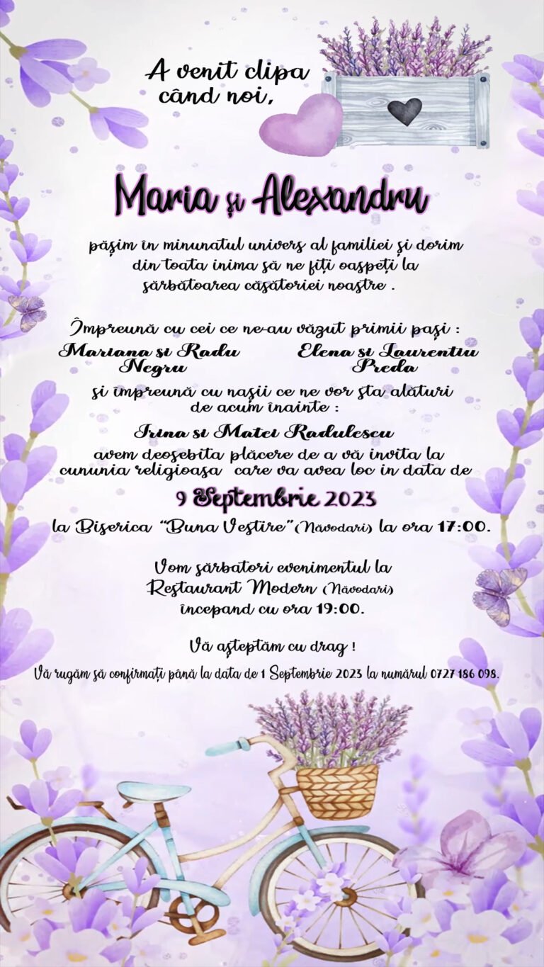 invitatie nunta lavanda