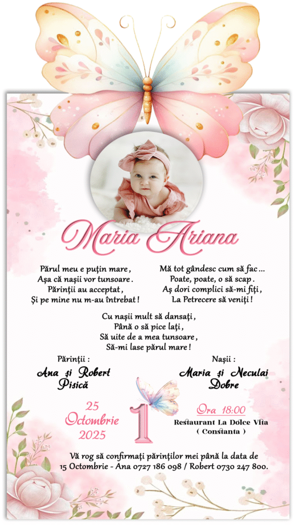 invitatie plic fluture