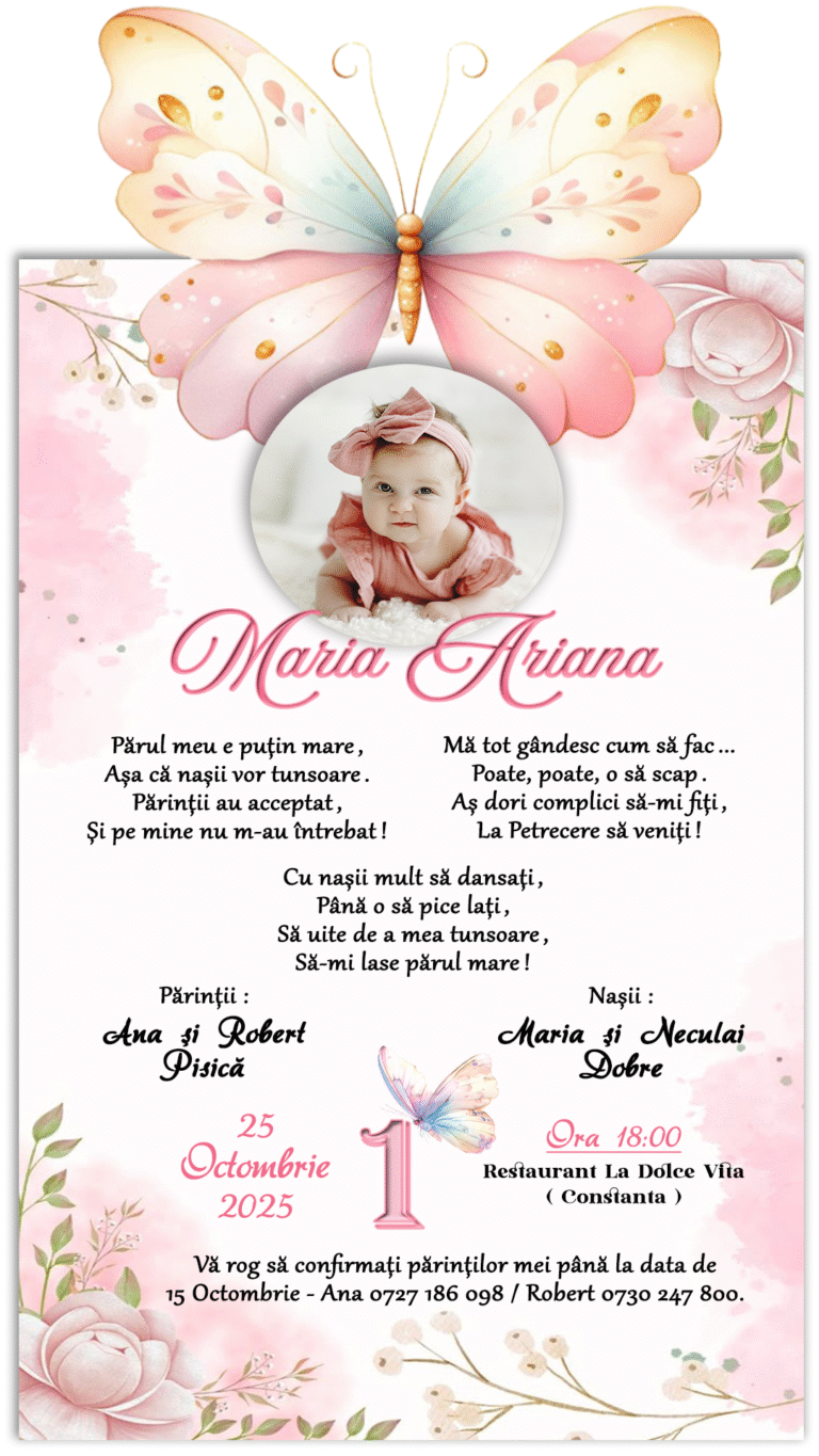 invitatie plic fluture