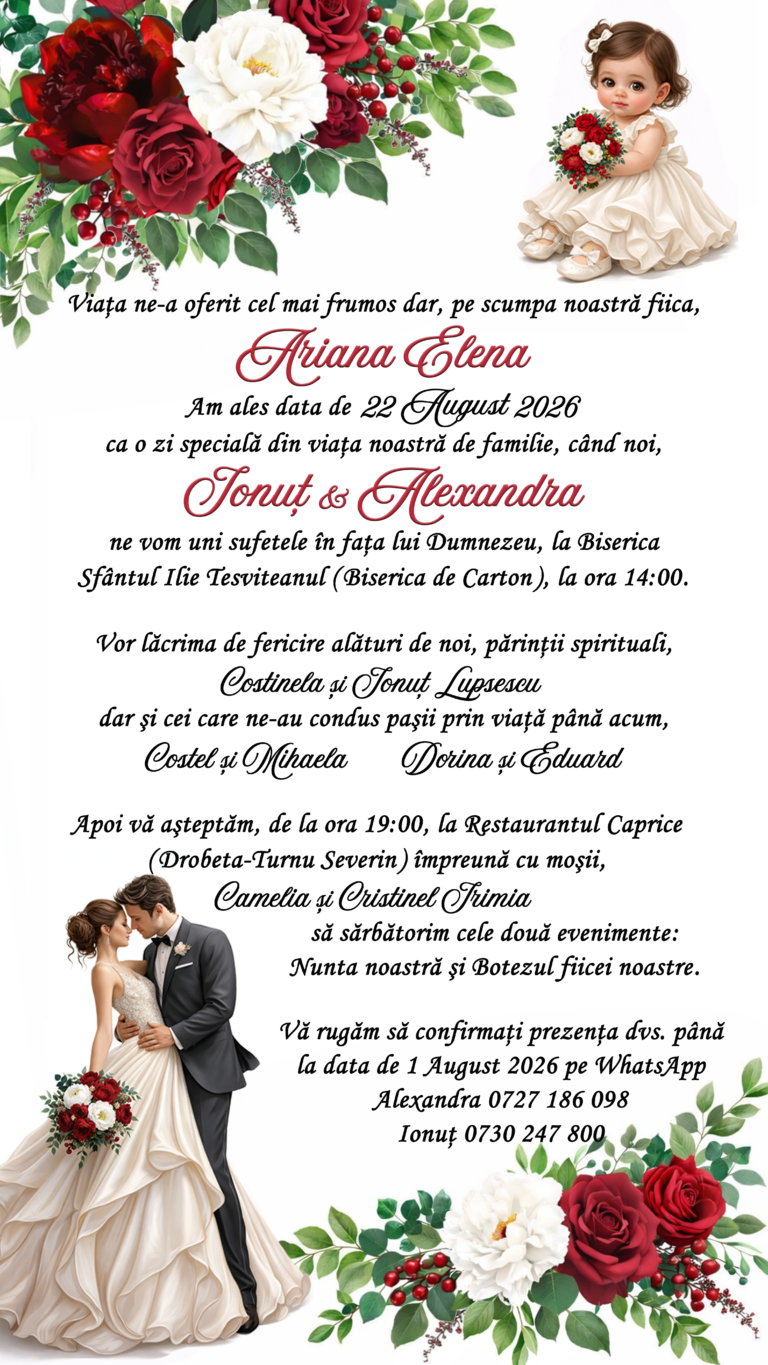 invitatie rosu si alb